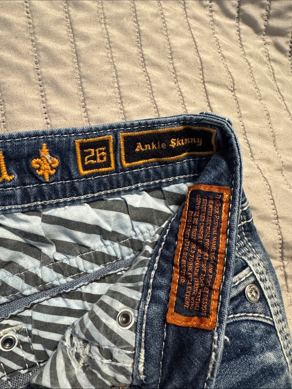 Rock Revival Hadley Womens Blue Embroidered Pocket Ankle Skinny Jeans size 26 - Picture 10 of 13